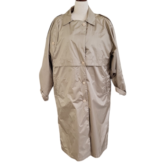 EUC Vintage Peter Daniels women's gold metallic oversized trenchcoat, 14 no belt - Picture 2 of 12